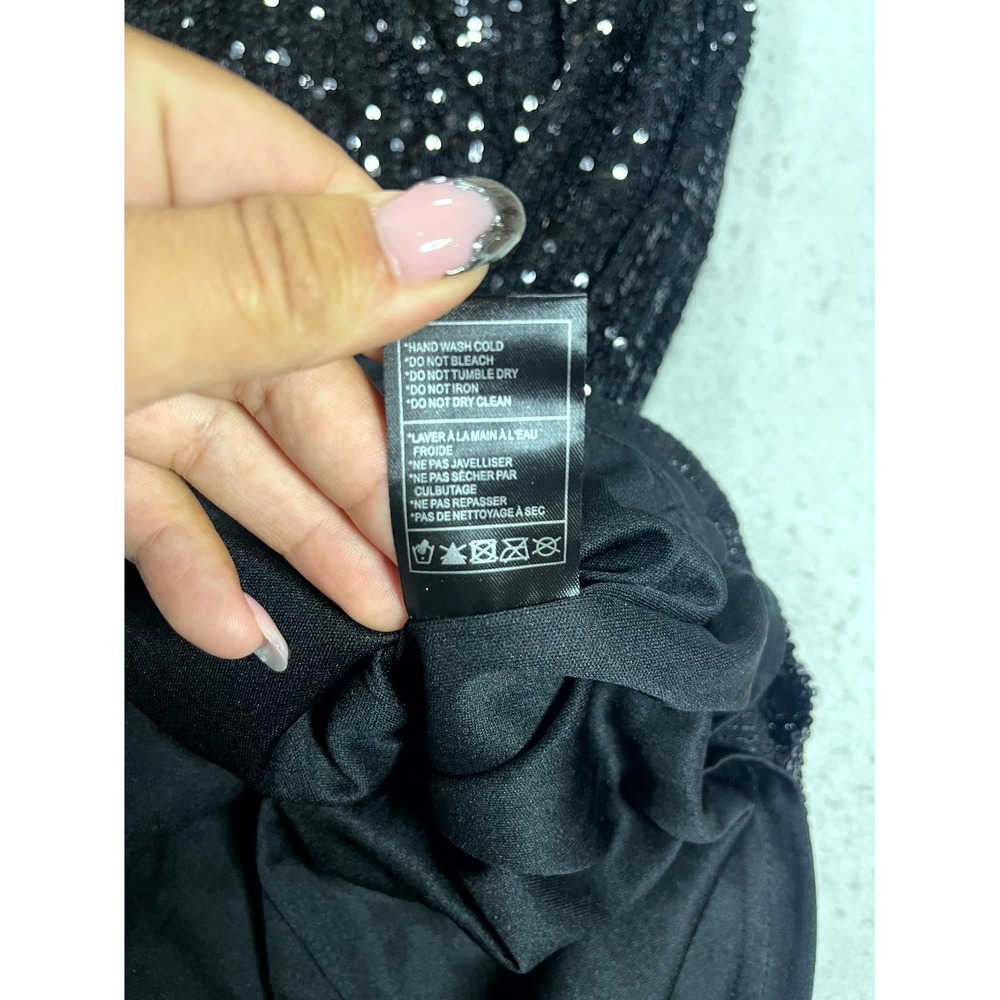 Betsey Johnson Shift Dress Womens Medium Black Sequin Party Cocktail Modern - Picture 5 of 7